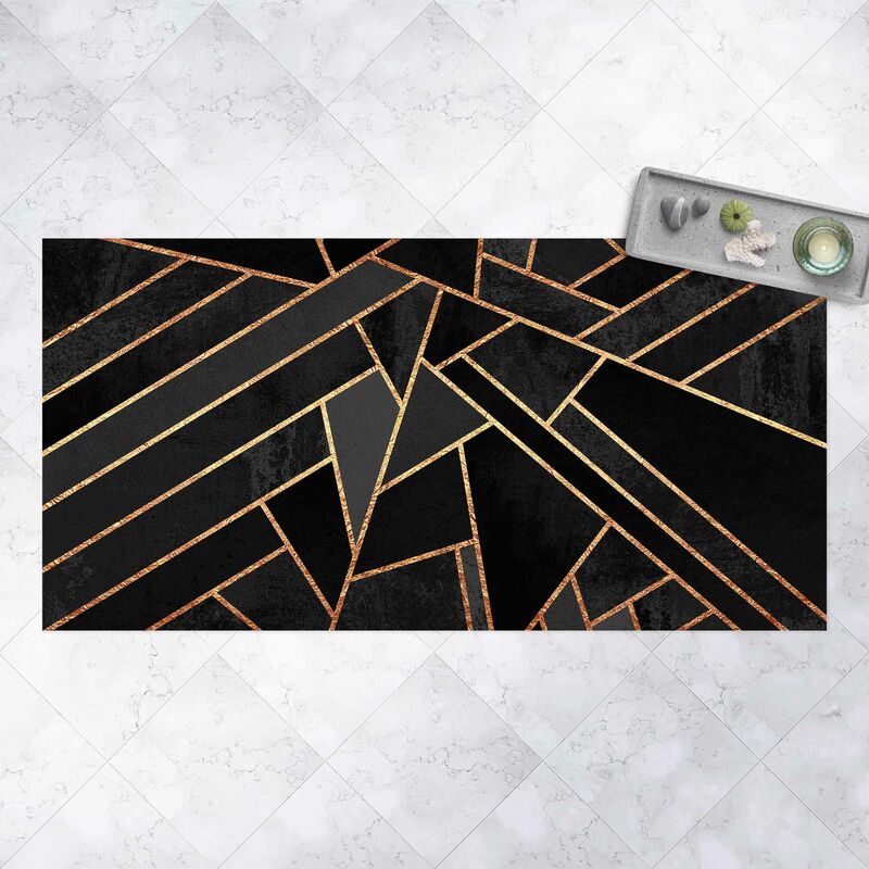 

Alfombras vinílicas - Elisabeth Fredriksson - Black Triangles Gold - Apaisado 1:2 Dimensión LxA: 40cm x 80cm