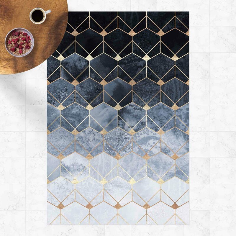 

Alfombras vinílicas - Elisabeth Fredriksson - Blue Geometry Golden Art Deco - Alto 3:2 Dimensión LxA: 120cm x 80cm