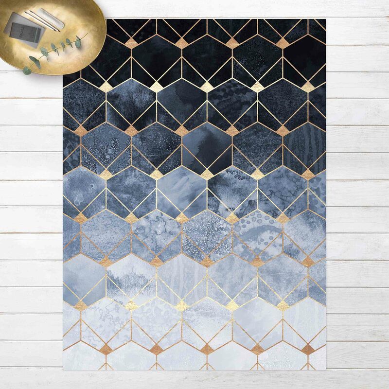 

Alfombras vinílicas - Elisabeth Fredriksson - Blue Geometry Golden Art Deco - Alto 4:3 Dimensión LxA: 160cm x 120cm