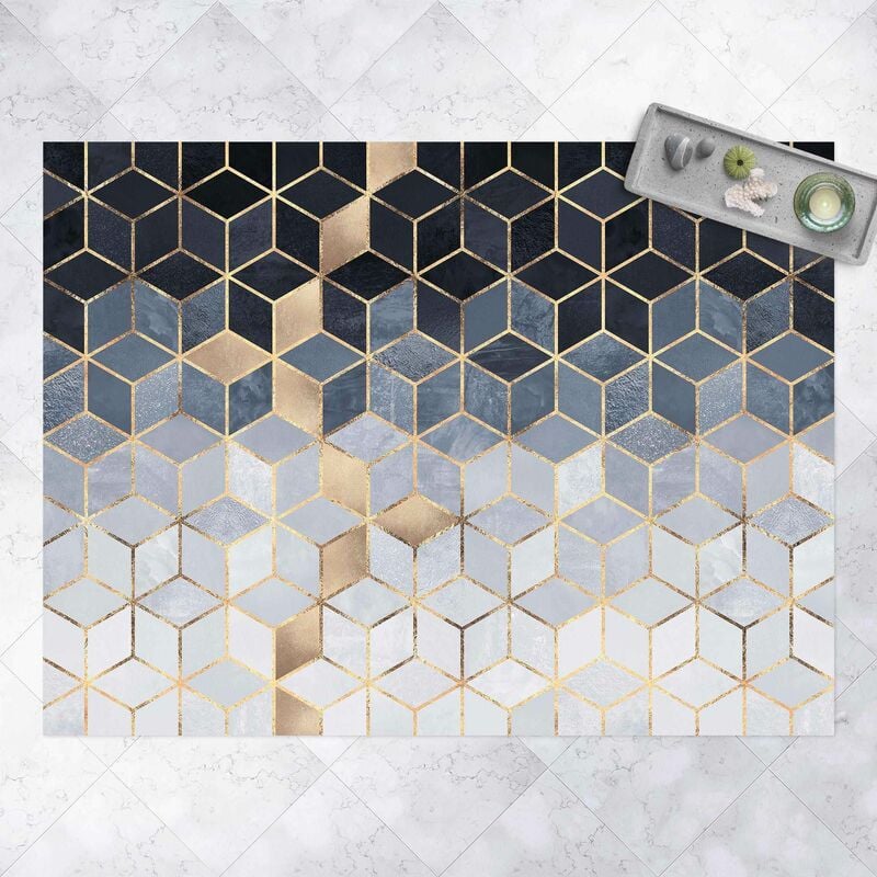 

Alfombras vinílicas - Elisabeth Fredriksson - Blue White Golden Geometry - Apaisado 3:4 Dimensión LxA: 45cm x 60cm