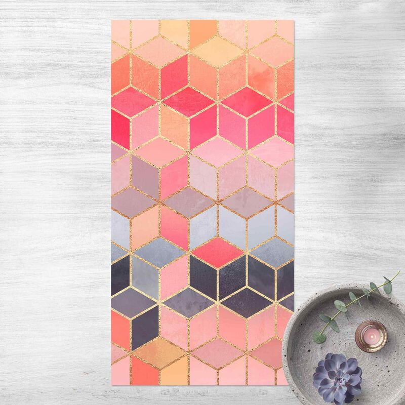 

Alfombras vinílicas - Elisabeth Fredriksson - Colourful Pastel Golden Geometrie - Alto 2:1 Dimensión LxA: 280cm x 140cm