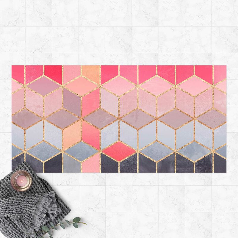 

Alfombras vinílicas - Elisabeth Fredriksson - Colourful Pastel Golden Geometrie - Apaisado 1:2 Dimensión LxA: 50cm x 100cm