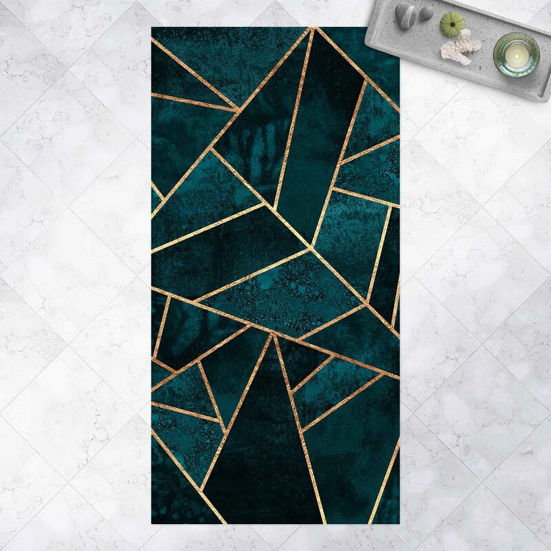 

Alfombras vinílicas - Elisabeth Fredriksson - Dark Turquoise With Gold - Alto 2:1 Dimensión LxA: 120cm x 60cm