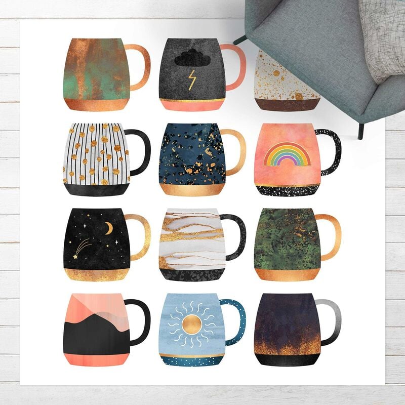 

Alfombras vinílicas - Elisabeth Fredriksson - Favorite Mugs With Gold - Cuadrado 1:1 Dimensión LxA: 60cm x 60cm