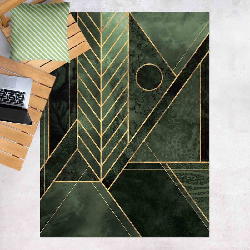 

Alfombras vinílicas - Elisabeth Fredriksson - Geometric Shapes Emerald Gold - Alto 4:3 Dimensión LxA: 140cm x 105cm