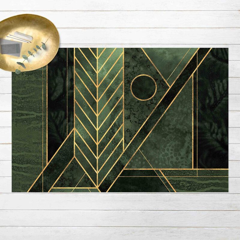 

Alfombras vinílicas - Elisabeth Fredriksson - Geometric Shapes Emerald Gold - Apaisado 2:3 Dimensión LxA: 60cm x 90cm