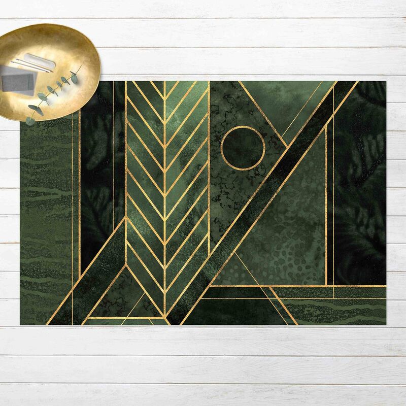 

Alfombras vinílicas - Elisabeth Fredriksson - Geometric Shapes Emerald Gold - Apaisado 2:3 Dimensión LxA: 120cm x 180cm