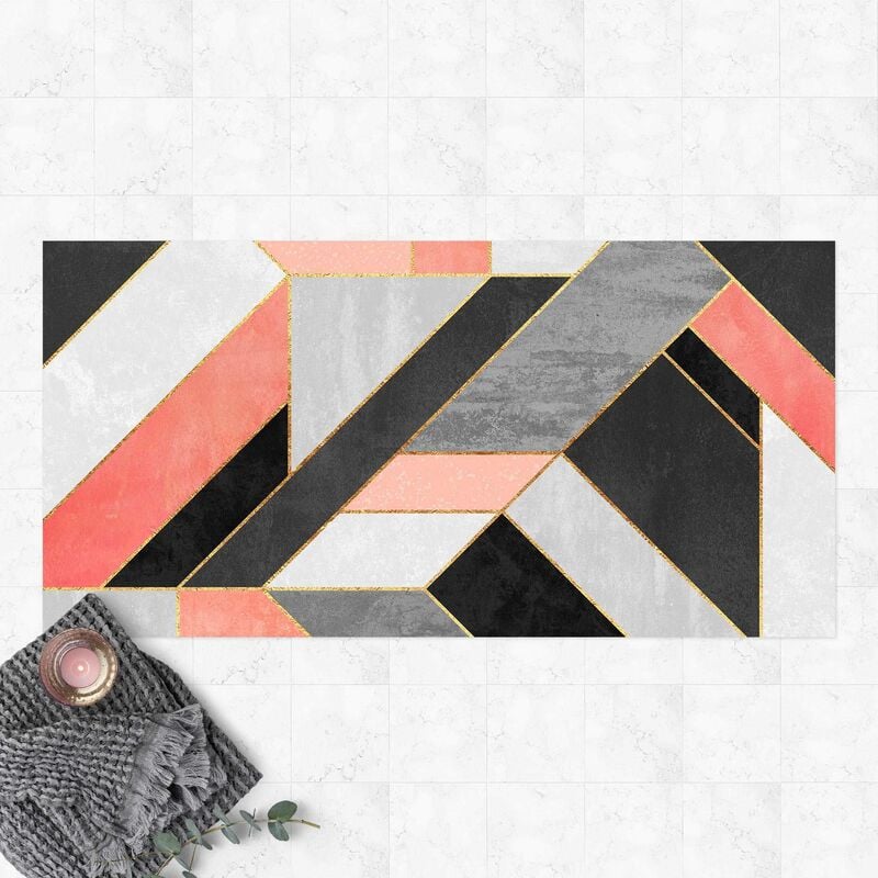 

Bilderwelten - Alfombras vinílicas - Elisabeth Fredriksson - Geometry Pink And Gold - Apaisado 1:2 Dimensión LxA: 130cm x 260cm