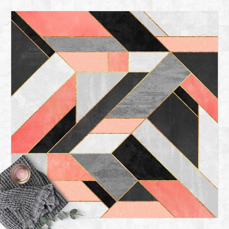 

Bilderwelten - Alfombras vinílicas - Elisabeth Fredriksson - Geometry Pink And Gold - Cuadrado 1:1 Dimensión LxA: 40cm x 40cm