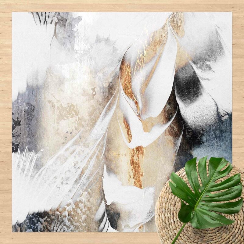 

Bilderwelten - Alfombras vinílicas - Elisabeth Fredriksson - Golden Abstract Winter Painting - Cuadrado 1:1 Dimensión LxA: 100cm x 100cm