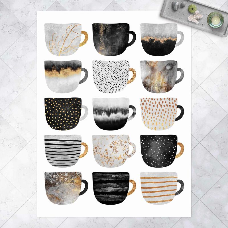 

Alfombras vinílicas - Elisabeth Fredriksson - Golden Mugs Black White - Alto 4:3 Dimensión LxA: 160cm x 120cm