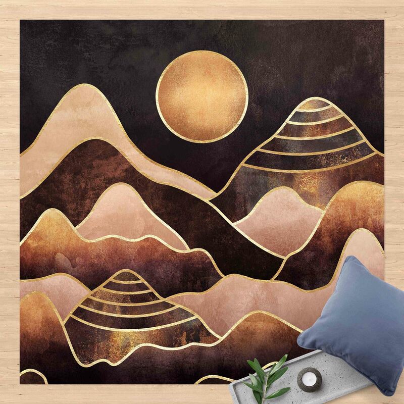 

Alfombras vinílicas - Elisabeth Fredriksson - Golden Sun Abstract Mountains - Cuadrado 1:1 Dimensión LxA: 80cm x 80cm