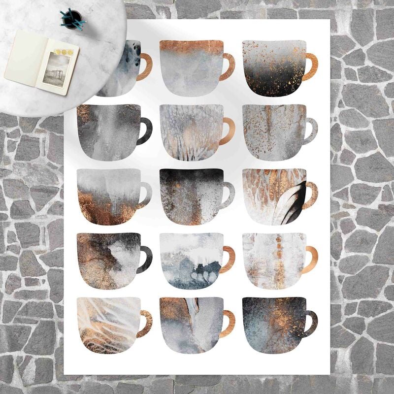 

Alfombras vinílicas - Elisabeth Fredriksson - Gray Coffee Mugs With Gold - Alto 4:3 Dimensión LxA: 120cm x 90cm