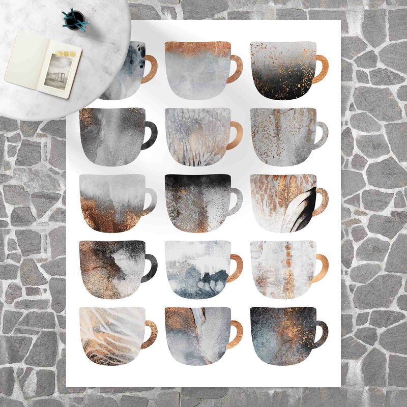 

Alfombras vinílicas - Elisabeth Fredriksson - Gray Coffee Mugs With Gold - Alto 4:3 Dimensión LxA: 60cm x 45cm