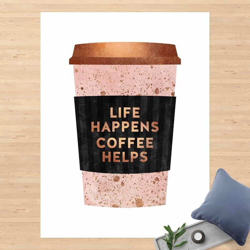 

Alfombras vinílicas - Elisabeth Fredriksson - Life Happens Coffee Helps Gold - Alto 4:3 Dimensión LxA: 60cm x 45cm
