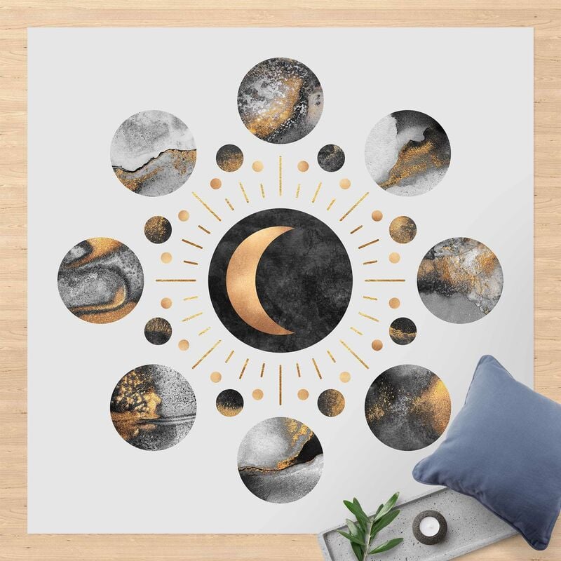 

Alfombras vinílicas - Elisabeth Fredriksson - Moon Phases Abstract Gold - Cuadrado 1:1 Dimensión LxA: 60cm x 60cm