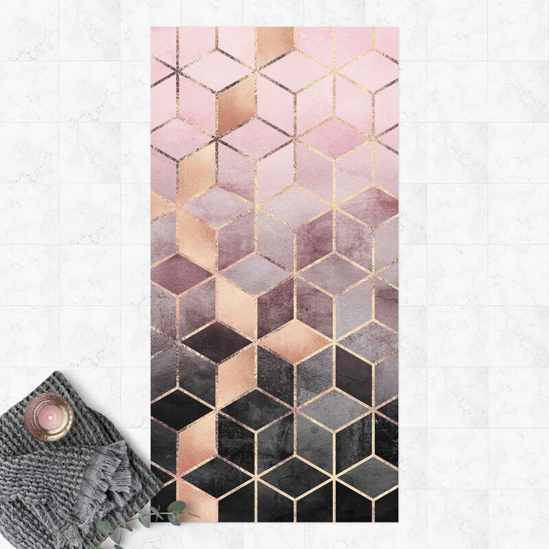 

Alfombras vinílicas - Elisabeth Fredriksson - Pink Gray Golden Geometry - Alto 2:1 Dimensión LxA: 120cm x 60cm