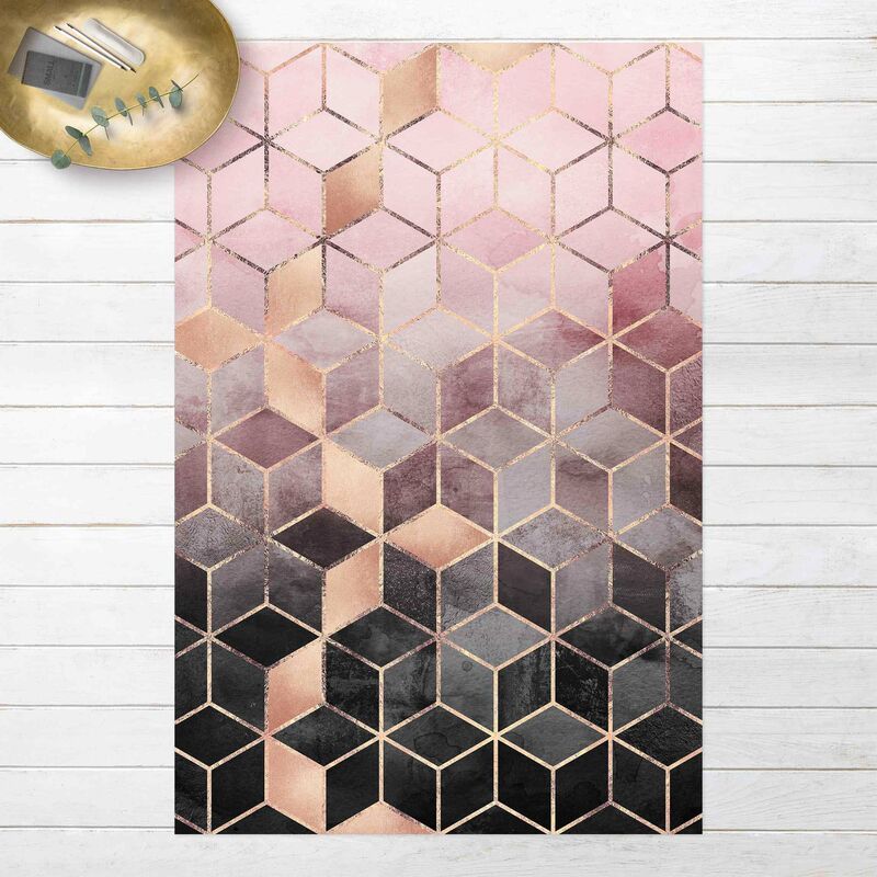 

Alfombras vinílicas - Elisabeth Fredriksson - Pink Gray Golden Geometry - Alto 3:2 Dimensión LxA: 90cm x 60cm