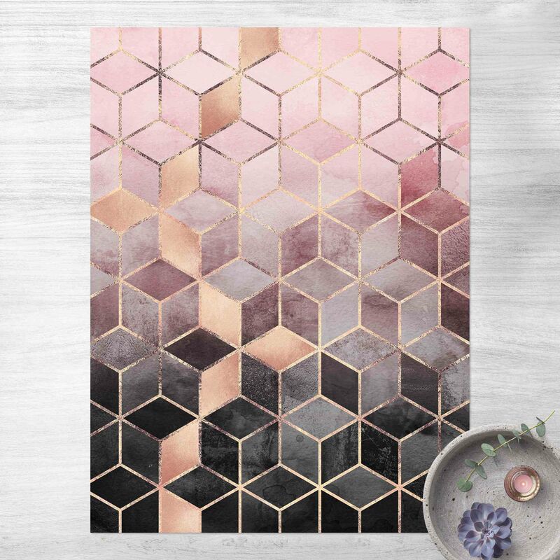 

Alfombras vinílicas - Elisabeth Fredriksson - Pink Gray Golden Geometry - Alto 4:3 Dimensión LxA: 120cm x 90cm