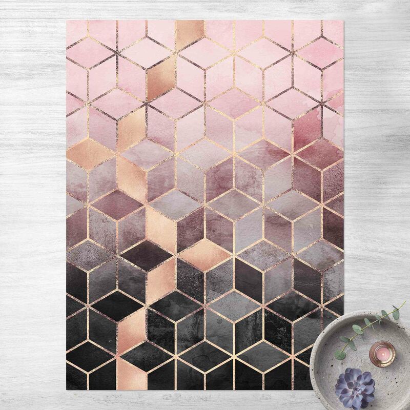 

Alfombras vinílicas - Elisabeth Fredriksson - Pink Gray Golden Geometry - Alto 4:3 Dimensión LxA: 80cm x 60cm