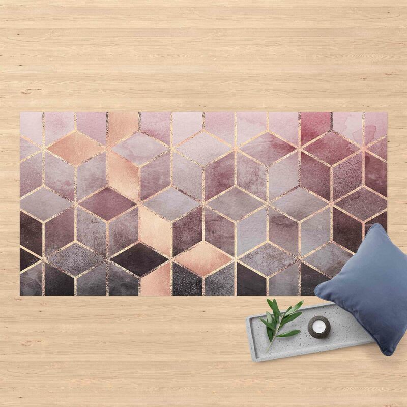

Bilderwelten - Alfombras vinílicas - Elisabeth Fredriksson - Pink Gray Golden Geometry - Apaisado 1:2 Dimensión LxA: 140cm x 280cm