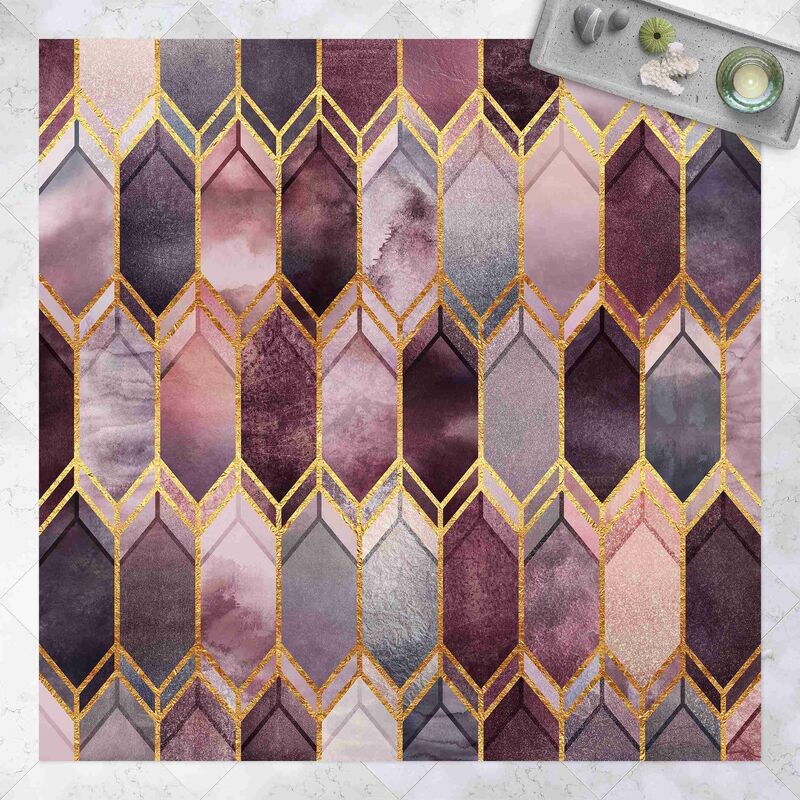 

Bilderwelten - Alfombras vinílicas - Elisabeth Fredriksson - Stained Glass Geometric Rose Gold - Cuadrado 1:1 Dimensión LxA: 100cm x 100cm