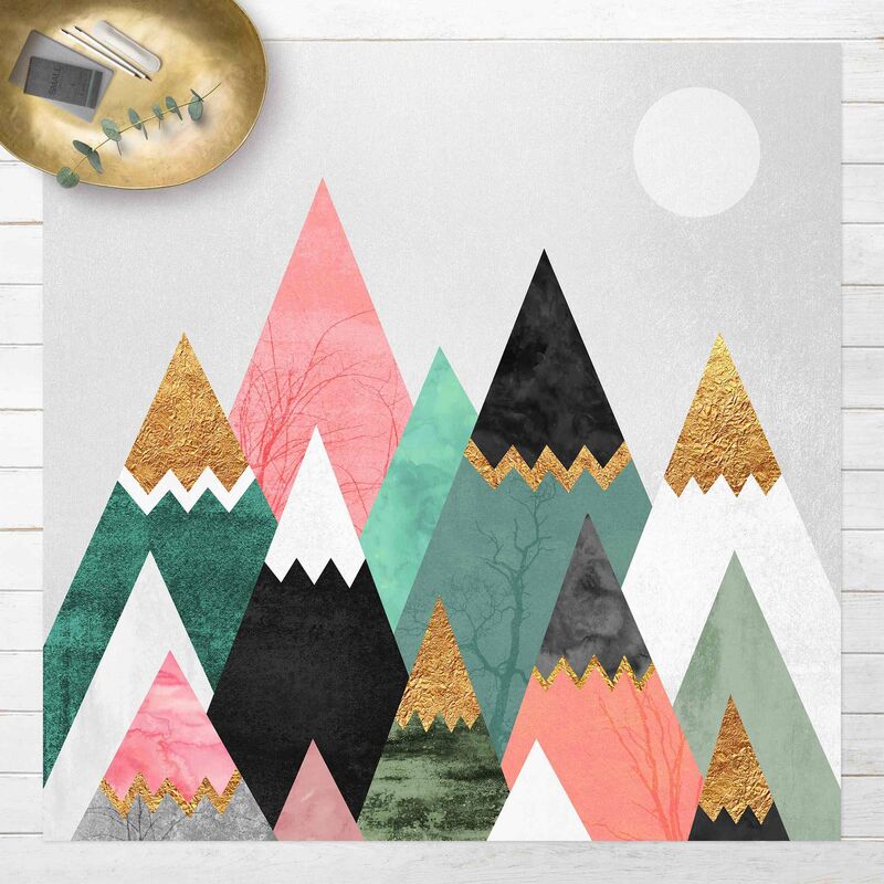 

Alfombras vinílicas - Elisabeth Fredriksson - Triangular Mountains With Gold Tips - Cuadrado 1:1 Dimensión LxA: 60cm x 60cm