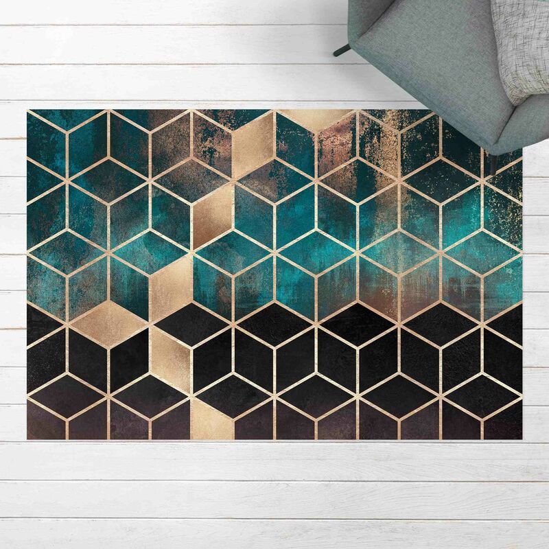 

Alfombras vinílicas - Elisabeth Fredriksson - Turquoise Rosé Golden Geometry - Apaisado 2:3 Dimensión LxA: 40cm x 60cm