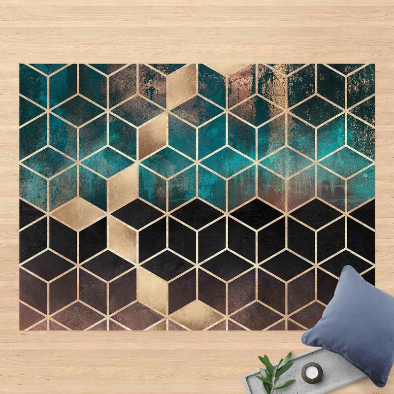 

Alfombras vinílicas - Elisabeth Fredriksson - Turquoise Rosé Golden Geometry - Apaisado 3:4 Dimensión LxA: 90cm x 120cm