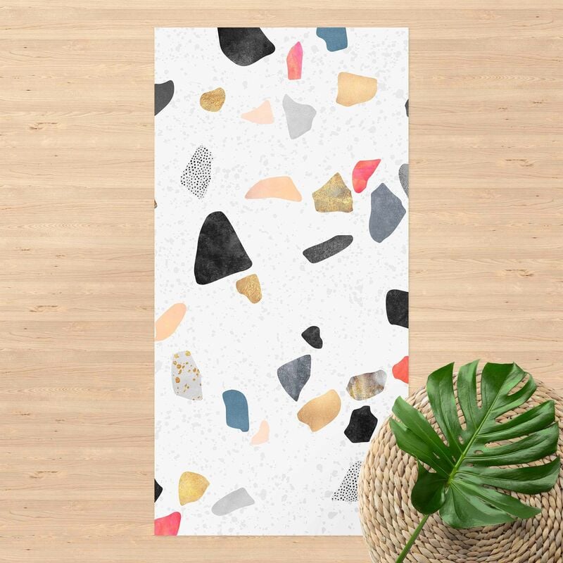 

Alfombras vinílicas - Elisabeth Fredriksson - White Terrazzo With Gold Stones - Alto 2:1 Dimensión LxA: 120cm x 60cm