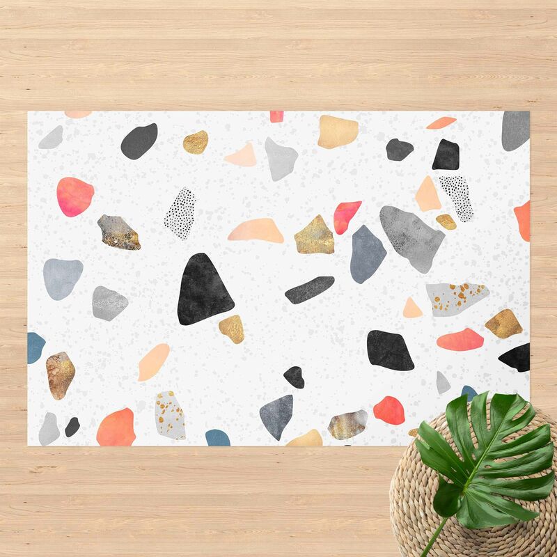 

Alfombras vinílicas - Elisabeth Fredriksson - White Terrazzo With Gold Stones - Apaisado 2:3 Dimensión LxA: 120cm x 180cm