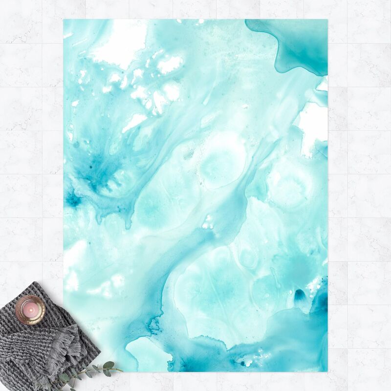 

Alfombras vinílicas - Emulsion In White And Turquoise I - Alto 4:3 Dimensión LxA: 100cm x 75cm