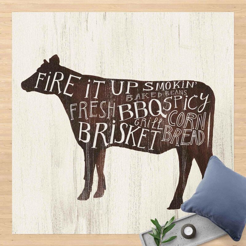

Bilderwelten - Alfombras vinílicas - Farm BBQ - Cow - Cuadrado 1:1 Dimensión LxA: 120cm x 120cm