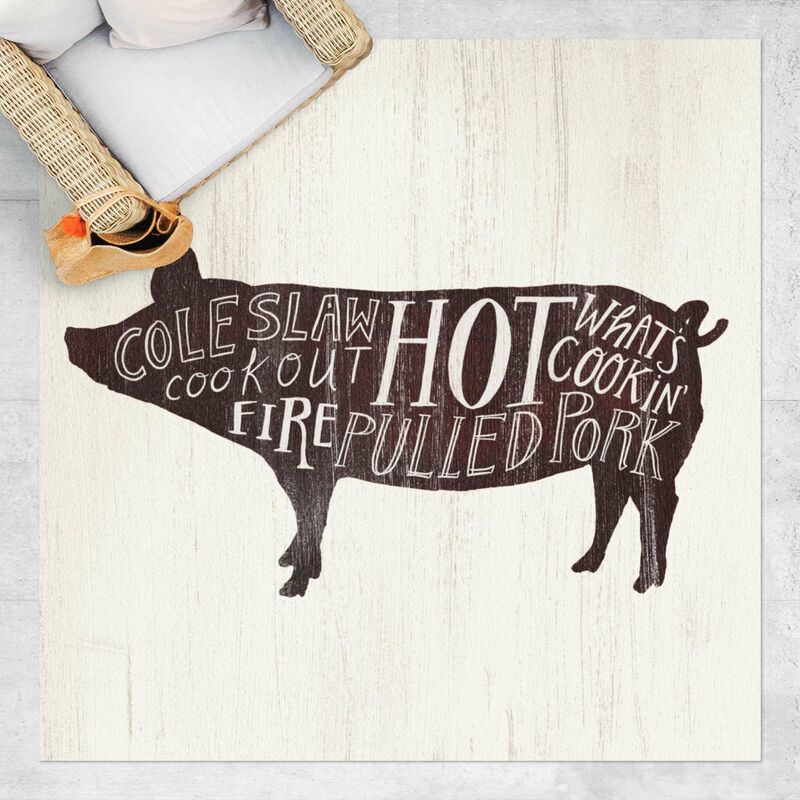 

Bilderwelten - Alfombras vinílicas - Farm BBQ - Pig - Cuadrado 1:1 Dimensión LxA: 40cm x 40cm