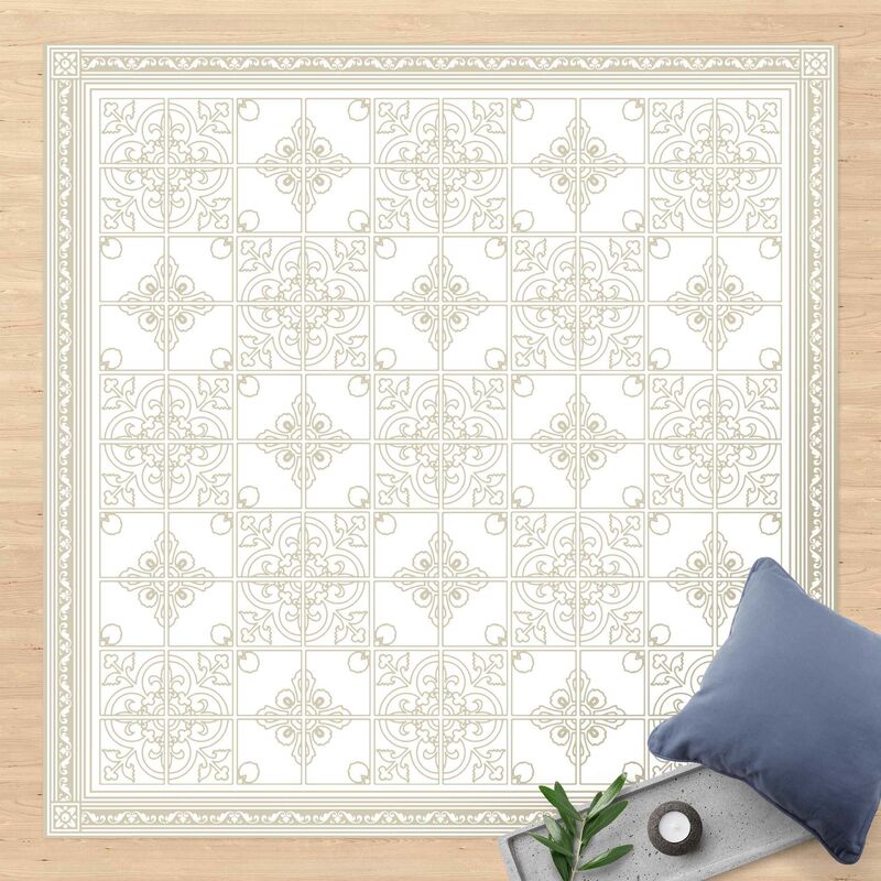 

Alfombras vinílicas - Floral Tile Pattern Sand With Border - Cuadrado 1:1 Dimensión LxA: 100cm x 100cm
