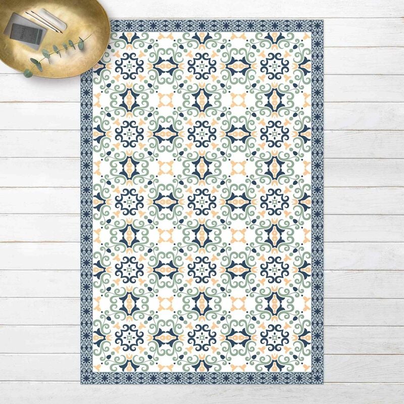 

Alfombras vinílicas - Floral Tiles Yellowish Blue With Border - Alto 3:2 Dimensión LxA: 60cm x 40cm