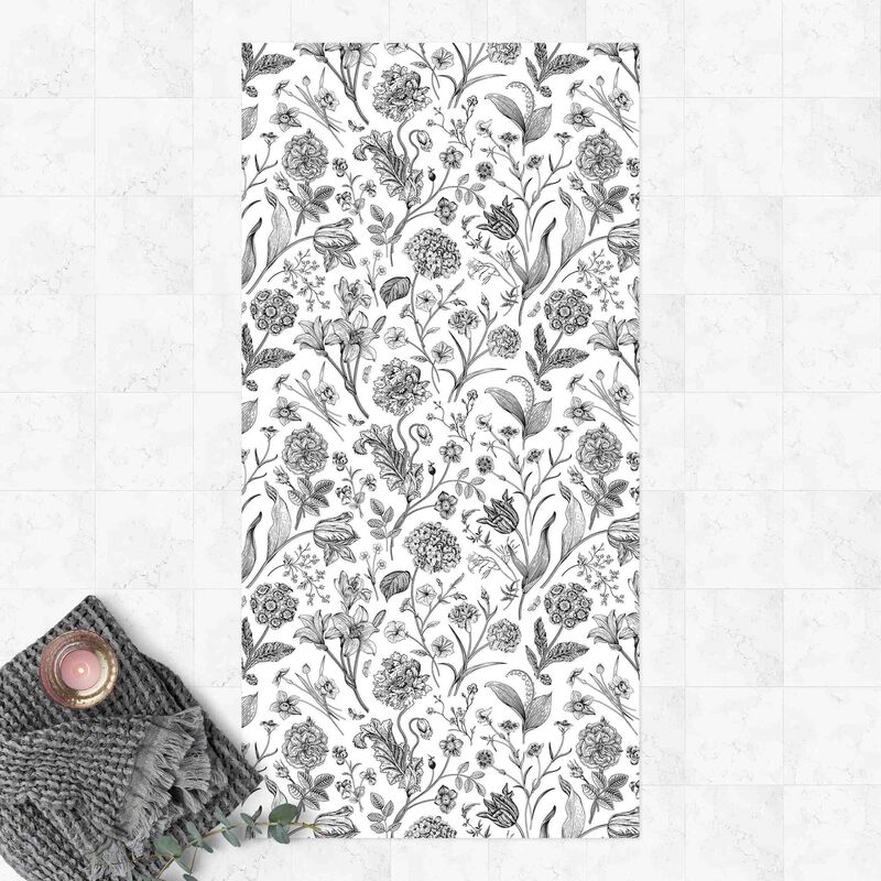 

Alfombras vinílicas - Flower Dance In Black - Alto 2:1 Dimensión LxA: 100cm x 50cm