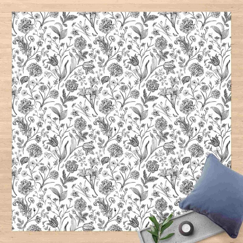 

Bilderwelten - Alfombras vinílicas - Flower Dance In Black - Cuadrado 1:1 Dimensión LxA: 140cm x 140cm
