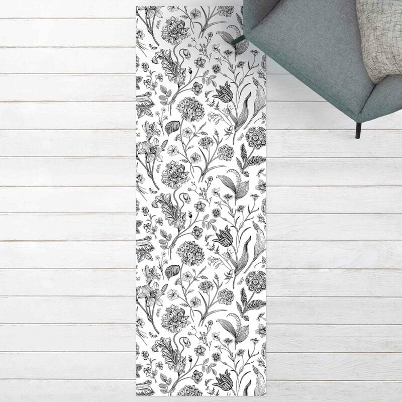 

Alfombras vinílicas - Flower Dance In Black - Panorámico Dimensión LxA: 180cm x 60cm