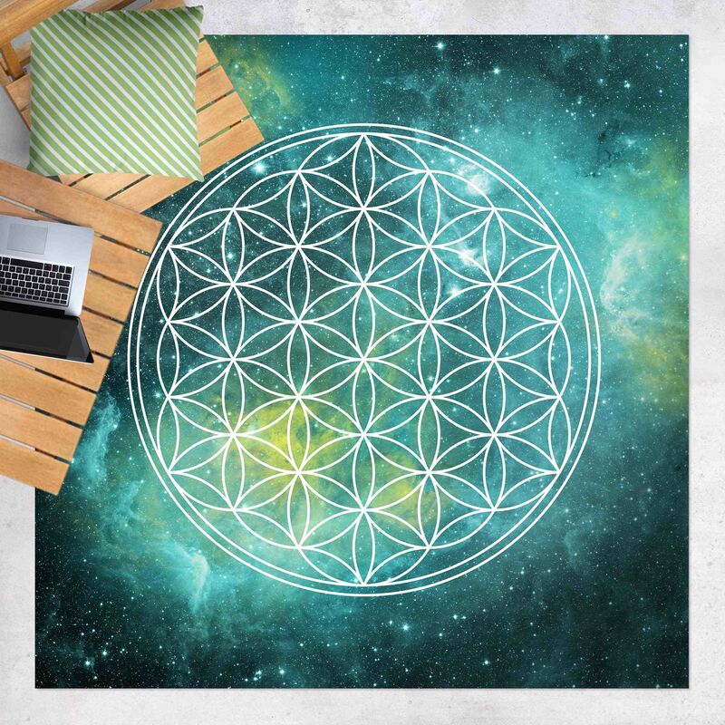 

Alfombras vinílicas - Flower Of Life In Starlight - Cuadrado 1:1 Dimensión LxA: 40cm x 40cm