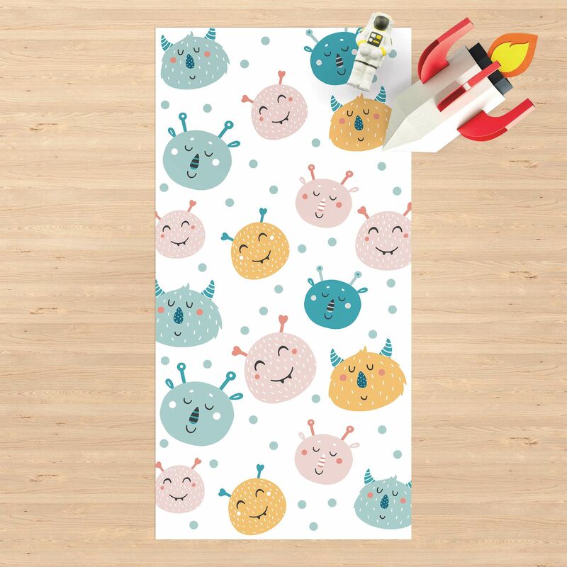 

Bilderwelten - Alfombras vinílicas - Friendly Monster Faces With Dots - Alto 2:1 Dimensión LxA: 260cm x 130cm