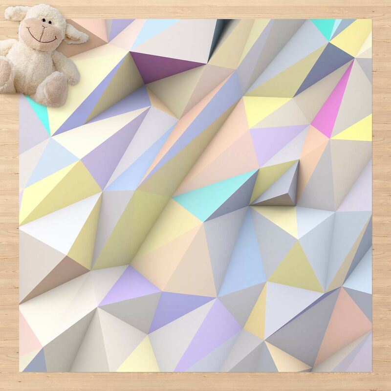 

Bilderwelten - Alfombras vinílicas - Geometrical Pastel Triangles In 3D - Cuadrado 1:1 Dimensión LxA: 120cm x 120cm