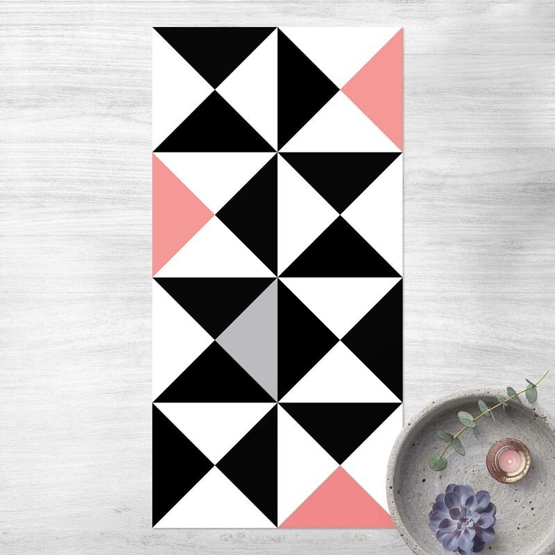 

Alfombras vinílicas - Geometrical Pattern Big Triangles Touch Of Antique Pink - Alto 2:1 Dimensión LxA: 100cm x 50cm