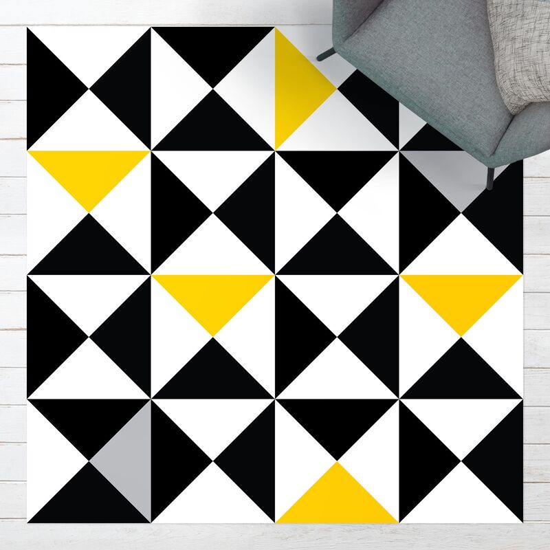 

Bilderwelten - Alfombras vinílicas - Geometrical Pattern Big Triangles Touch of Yellow - Cuadrado 1:1 Dimensión LxA: 140cm x 140cm