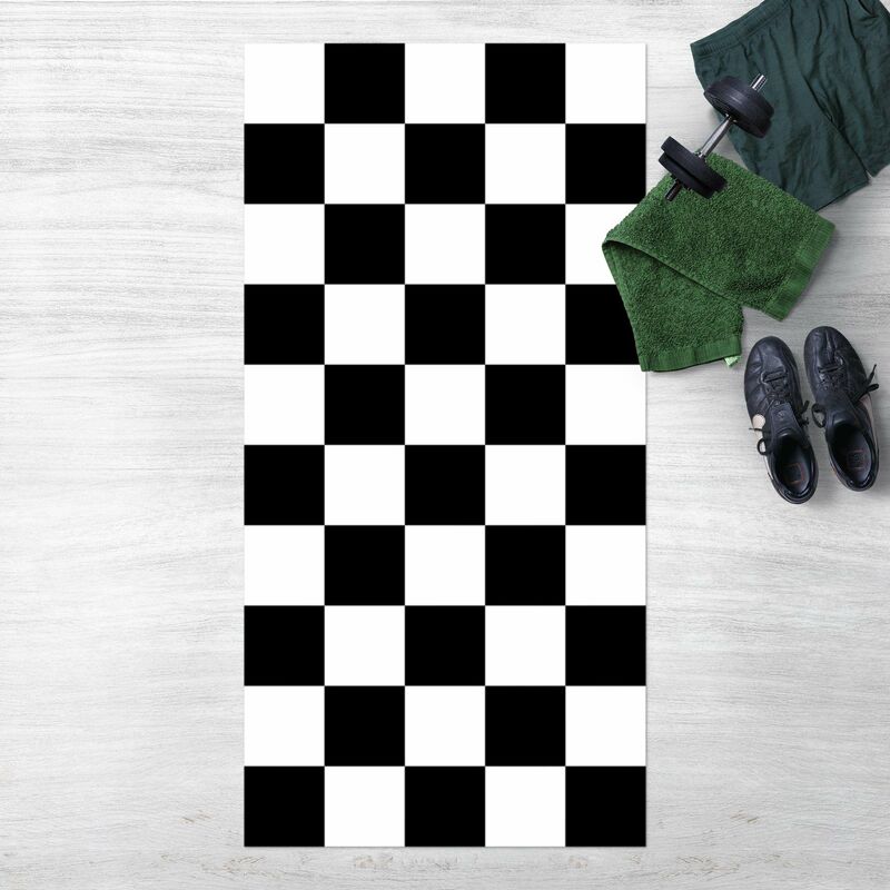 

Alfombras vinílicas - Geometrical Pattern Chessboard Black And White - Alto 2:1 Dimensión LxA: 180cm x 90cm