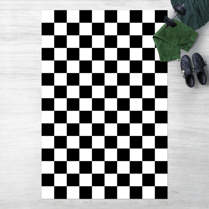 

Alfombras vinílicas - Geometrical Pattern Chessboard Black And White - Alto 3:2 Dimensión LxA: 150cm x 100cm