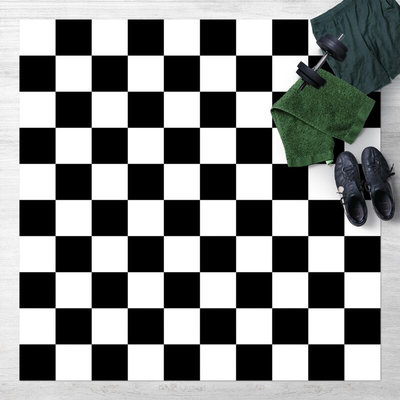 

Bilderwelten - Alfombras vinílicas - Geometrical Pattern Chessboard Black And White - Cuadrado 1:1 Dimensión LxA: 120cm x 120cm