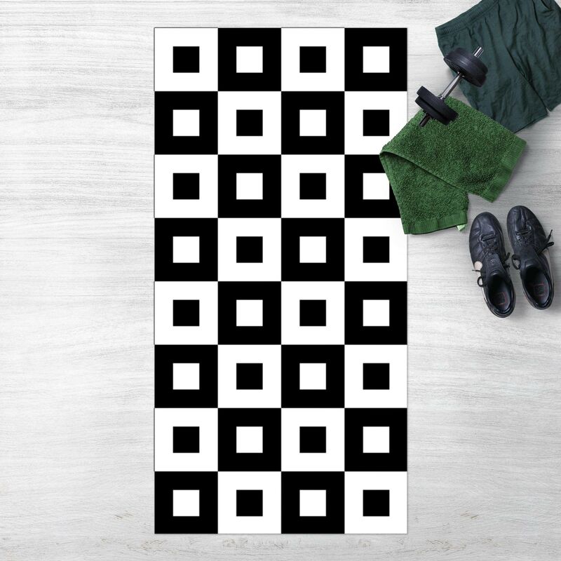 

Alfombras vinílicas - Geometrical Pattern Of Black And White Squares, - Alto 2:1 Dimensión LxA: 220cm x 110cm