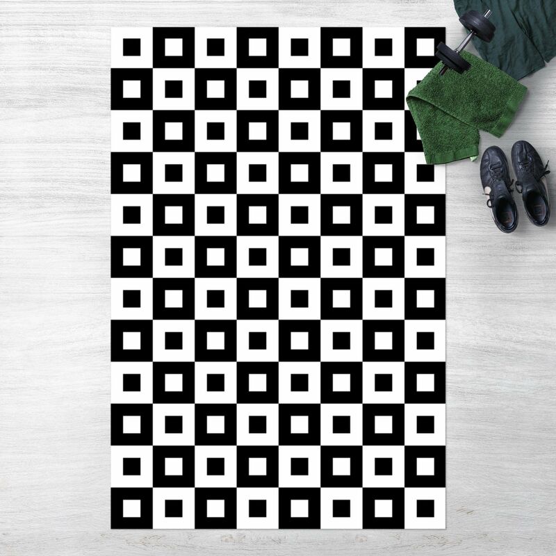 

Alfombras vinílicas - Geometrical Pattern Of Black And White Squares, - Alto 3:2 Dimensión LxA: 150cm x 100cm