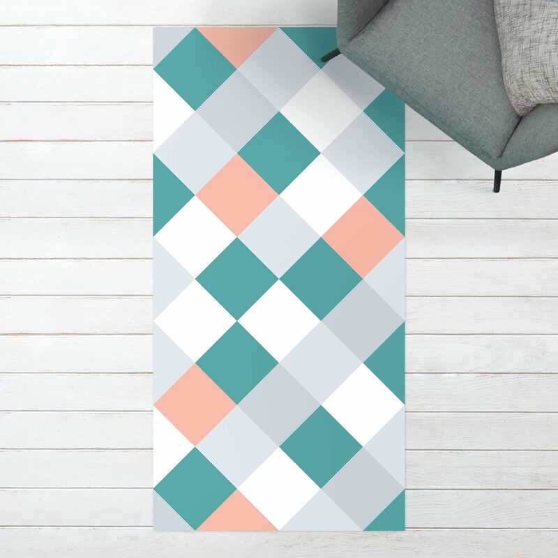 

Alfombras vinílicas - Geometrical Pattern Rotated Chessboard Apricot - Alto 2:1 Dimensión LxA: 100cm x 50cm